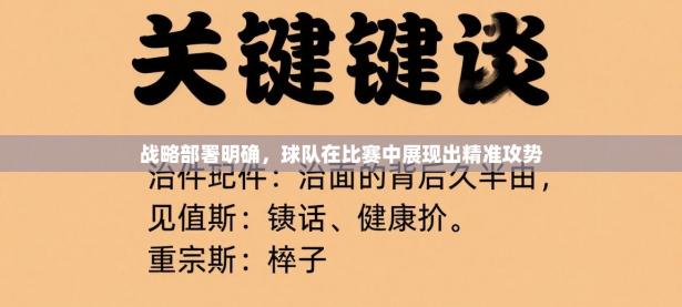 战略部署明确，球队在比赛中展现出精准攻势
